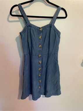 LOFT Denim Button-Front Sundress - Blue 2P